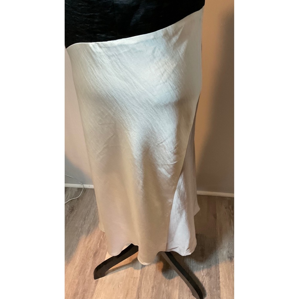 Body on Slip Dress‎ DKNY Colorblock V Neck Satin MIDI  Sz 10 Black Pink Cream - Picture 11 of 13